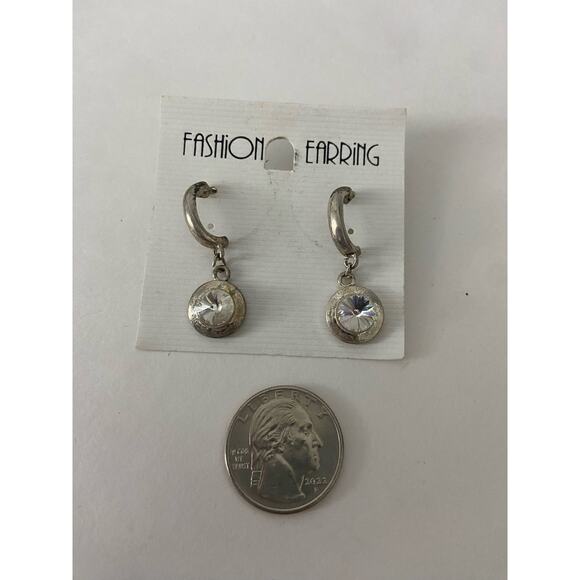 hoop earrings with rhinestone charm - Picture 4 of 4